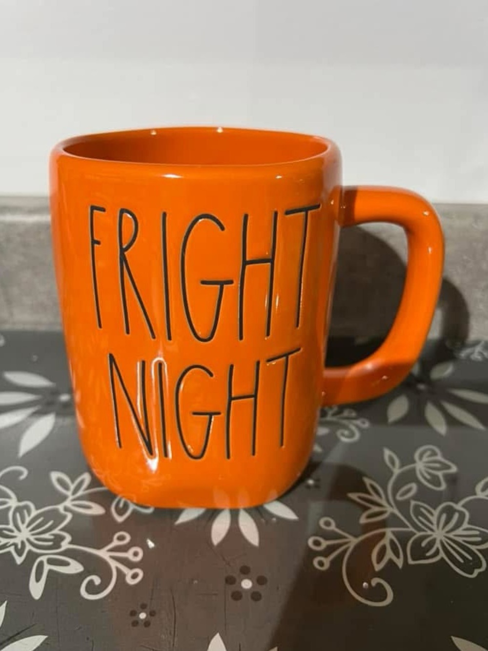 Rae Dunn Fright Night Orange Ceramic Mug - Seasonal Halloween Drinkware